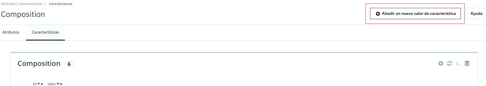 Valores de característica cargados en PrestaShop