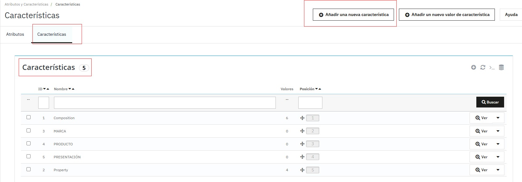 Nueva característica guardada en PrestaShop