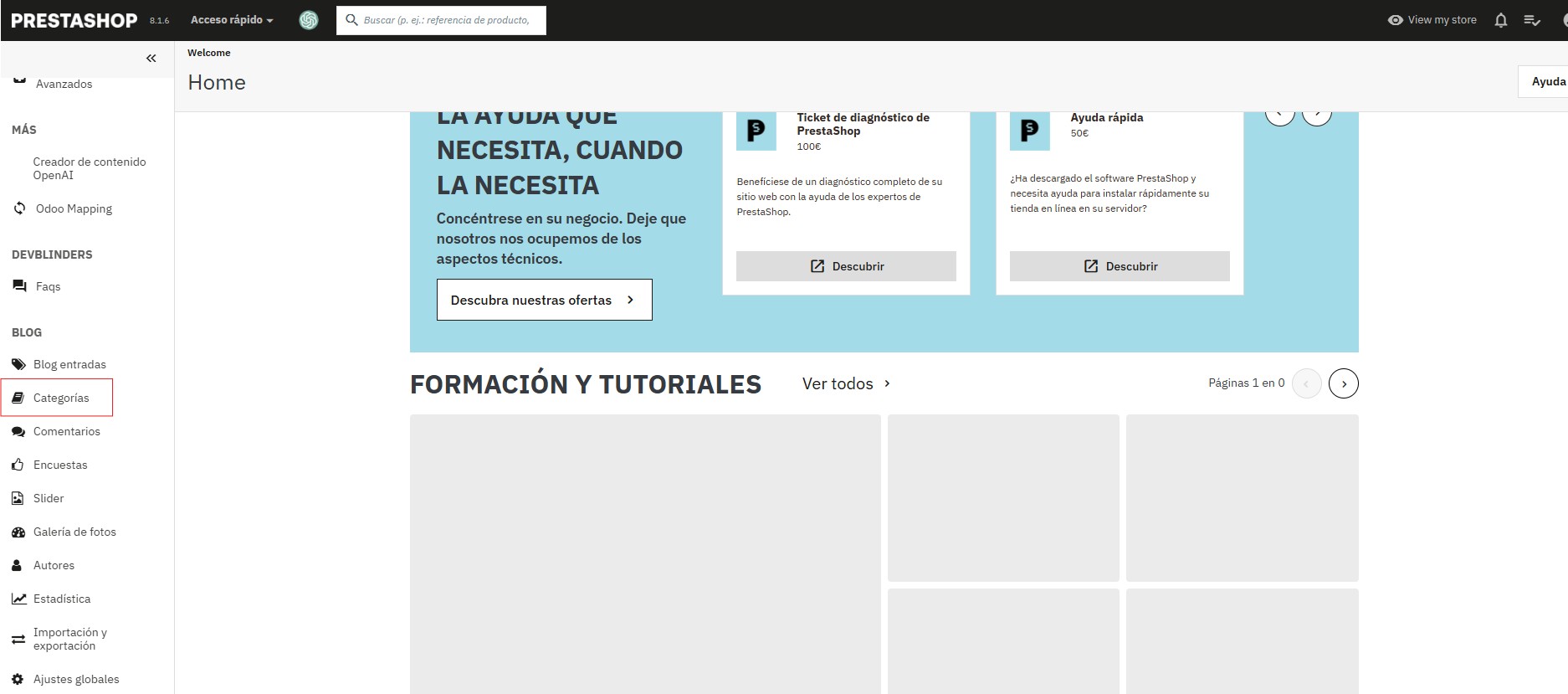 Acceso a Blog → Categorías